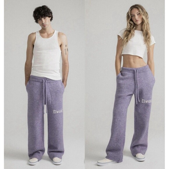 Elwood Other - Elwood Intarsia Logo Lavender Baggy Drawstring Sweatpants Unisex Medium NWT $125